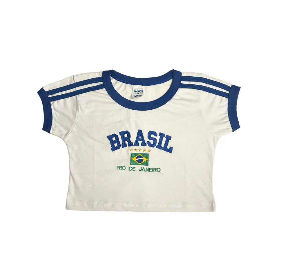 Camisa Cropped Bordada