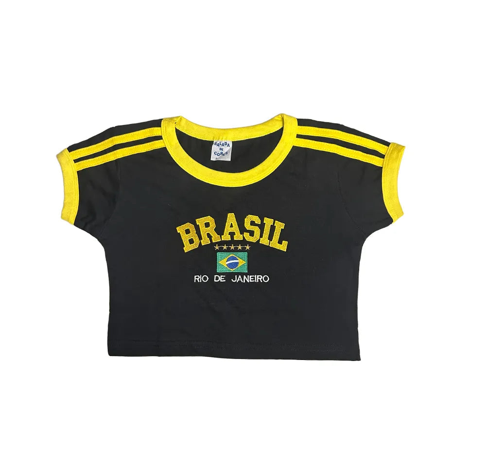 Camisa Cropped Bordada